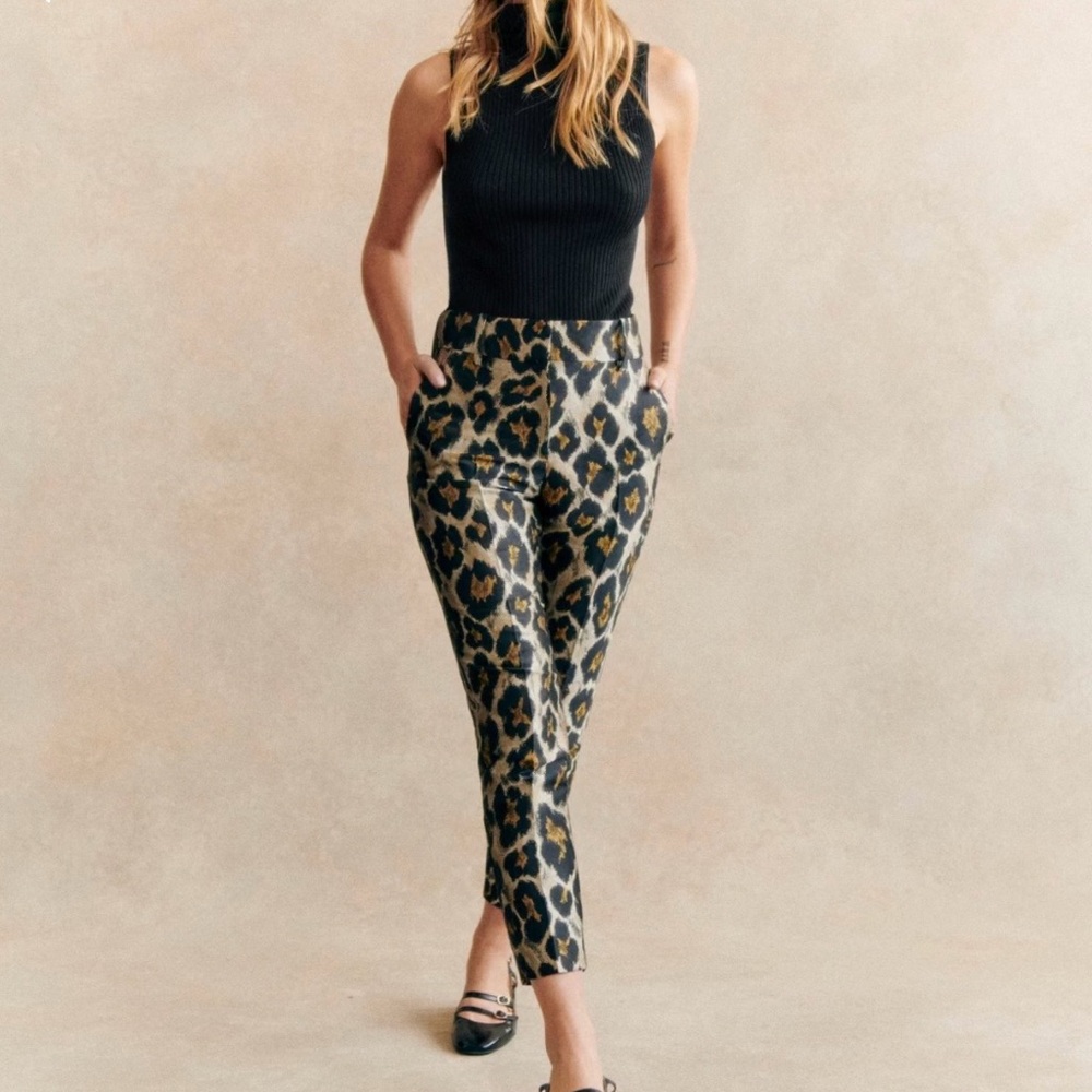 Sezane Leopard Print Ankle Pants